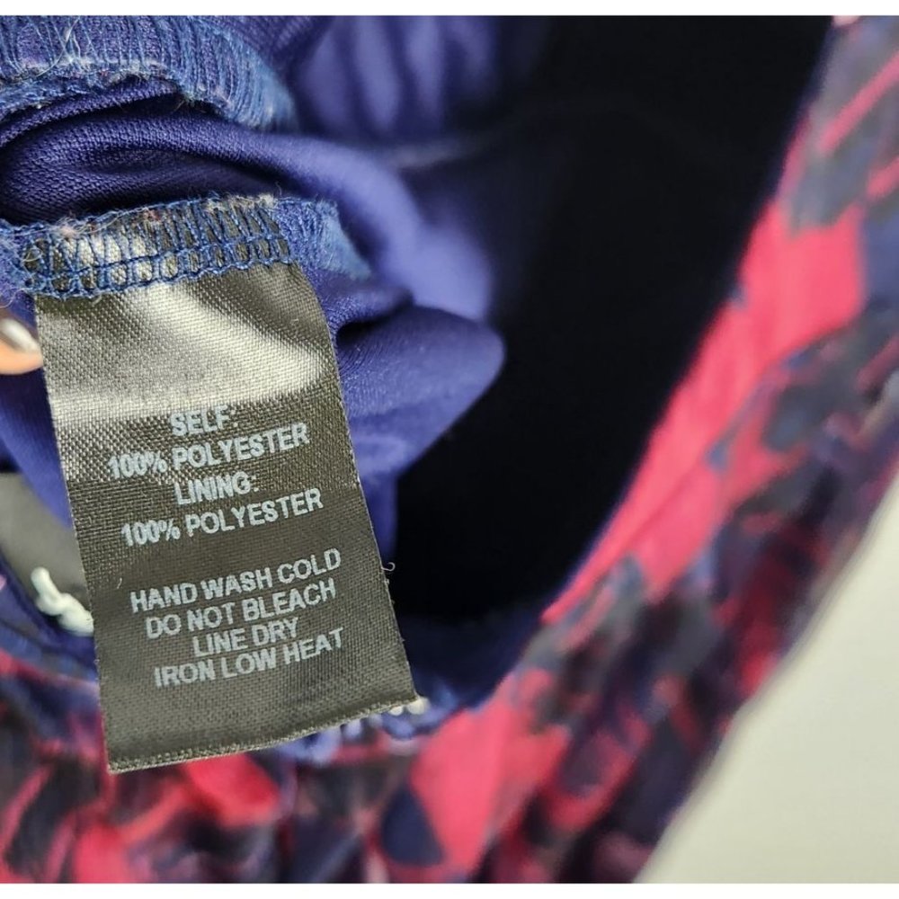 Lulus Women's Sz. XL Britannia Navy Blue Print Chiffon Skater Dress - Picture 9 of 9